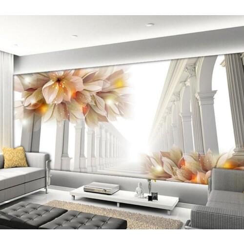 Home Decor Living Room Natural Art Fashion 3D Home Decor Beautiful stereoscopic flower lily custom wallpaper