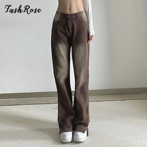 Женские прямые джинсы FASHROSE China At AliExpress