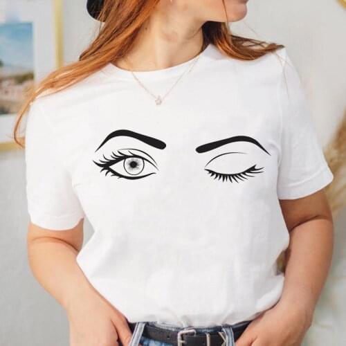 Graphic T Shirt Tee Eye Printing Fashion Women Lady Cartoon Top Clothing Female Short Sleeve Lovely T-shirt Clothing