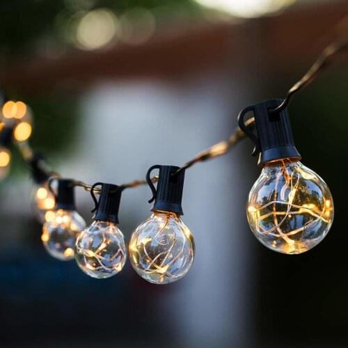 25FT 20Bulbs Patio String Light Christmas G40 Globe Festoon Fairy Lights Outdoor Party Garden Garland Wedding Holiday Decorative