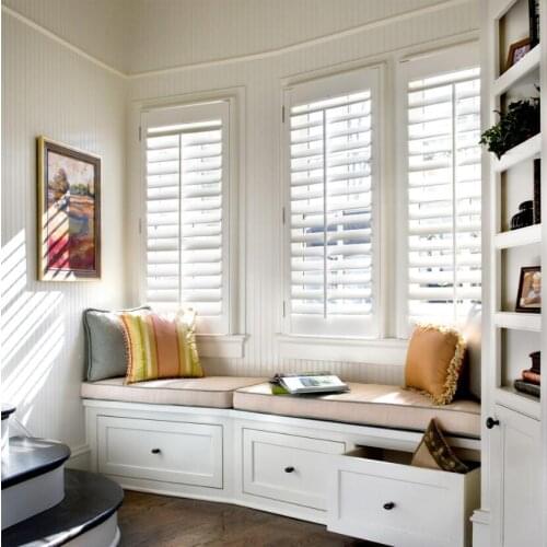 Custom Basswood Plantation Shutters Wooden Blinds Solid Wood Shutter Louvers PS261