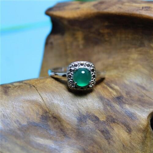 Liemjee Green Agate Square Ring Personality Fashion Punk Party Jewelry For Women Feature Concise Namour Charm Gift All Seasons
