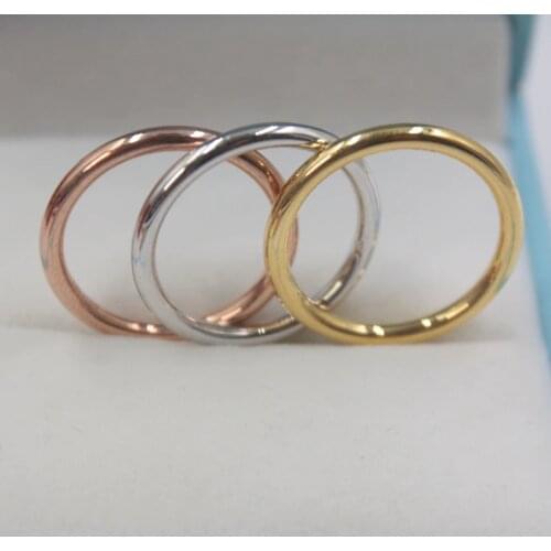 1PCS Pure Solid 18k Yellow / Rose / White Gold Ring Women Luck Round Band Ring 0.7-1g