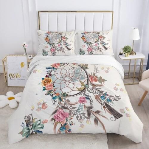 King size bedding set Duvet cover set pillow case 50x75 Bed linens bed set for 90 bed 150 Flower dream catcher drop shippping