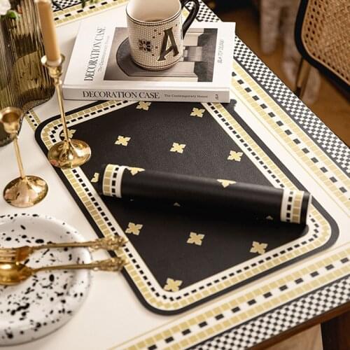 Retro leather placemats, household western food mats, heat insulation table non-slip mats, waterproof and oil proof table mat