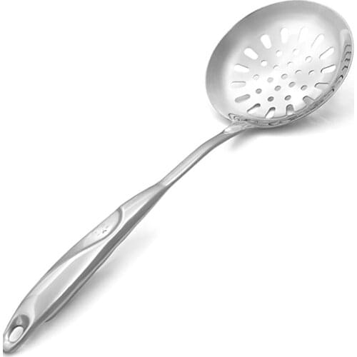 Kitchen Skimmer Spoon Stainless Steel Built-In Hang Hole Comfortable Grip Handle for Draining Frying AC889