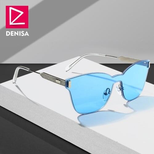 DENISA Famous Brand One Piece Rimless Sunglasses Men Fashion Black Sun Glasses For Women Square Glasses For Driving UV400 G22074