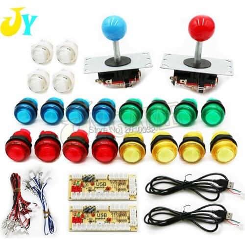Arcade Cabinet Kit DIY 2 Players With 5V LED Buttons 8 Way Joysticks 2 USB Encoder To PC Raspberry Pi