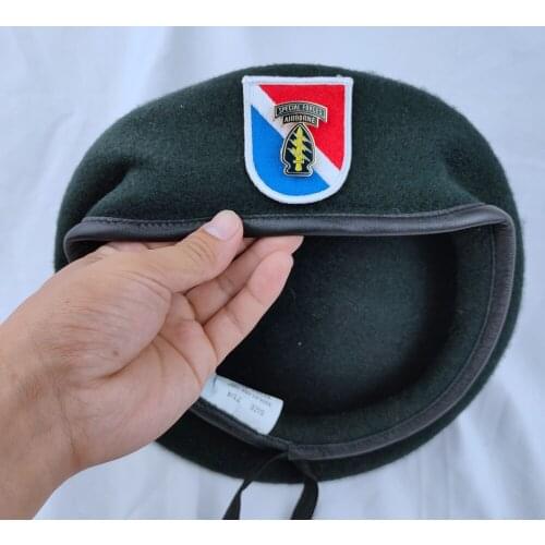 New Us Army 11th Special Forces Group Wool Green Beret & SPECIAL FORCES AIRBORNE METAL INSIGNIA Military Hat