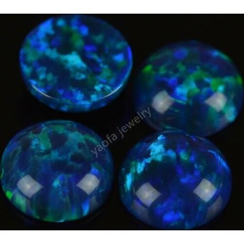 Wholesale Round 2mm to 10mm Cabochon opal gemstones Flat back op14 ocean blue loose synthetic stone for jewelry making