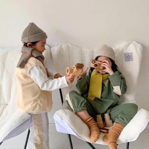 2021 Autumn New Children Long Sleeve Sweatshirt Set Stitching Color Sport Pants Suit Boys Casual Pullover Cotton Sweatshirt Girl