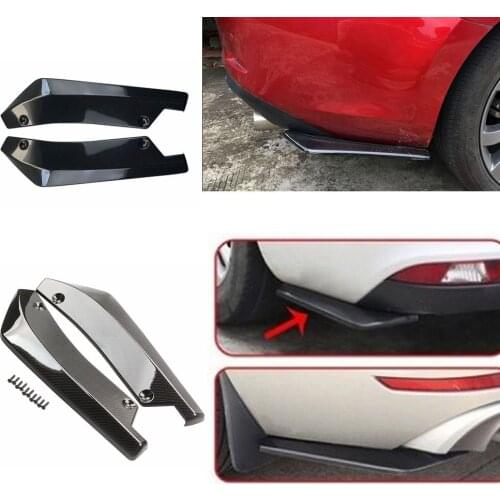 Car Rear bumper spoiler pair universal ABS material bright black collision diffuser angle separator protector automatic side fin