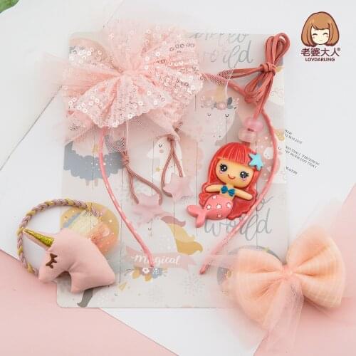 Mermaid Princess Mermaid Princess Summer Mesh Oversized Butterfly Hair Accessory Hair Band Hair Band Set Combination