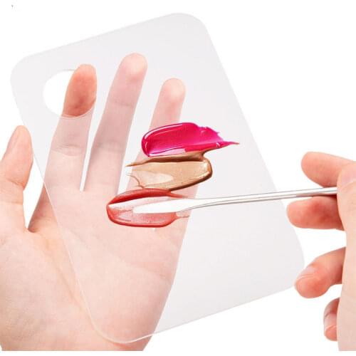 Clear Acrylic Nail Stamping Plates Makeup Foundation Cream Powder Color Mixing Palette DIY Nail Art Finger Ring Palette