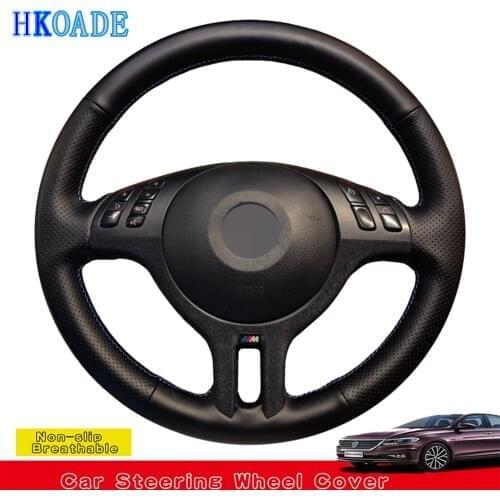 Car Products DIY Black Artificial Leather Car Accessories Interior Parts Steering Wheel Cover For BMW E46 325i X5 E53 E39