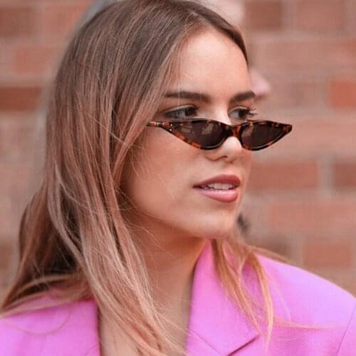 AIVERLIA Small Cat Eye Sunglasses Women Vintage Sunglasses Brand Design Triangle Eyewear Retro Leopard Frame Oculos de sol AI13