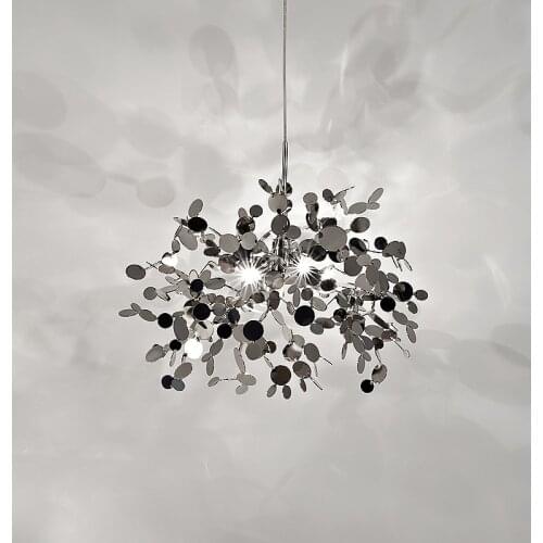 Modern Chandelier Lighting Hand-Made Stainless Steel Leaf Chandelier lamp Villa Suspenion Lighting / Hanging Lights