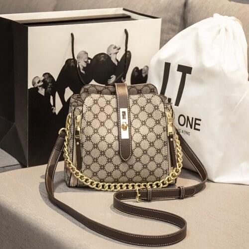 Genuine Leather Women Buckets 2021 New Fashion Classical Chain One Shoulder Bags Famous Purses and Handbags Channels Handbags Cc