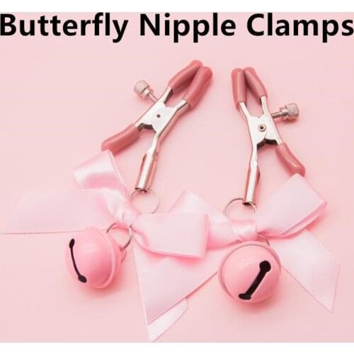 1Pair Woman Sexy Adjustable Nipple Clamp Breast Black And Pink Small Bell Adult Fetish Flirting Teasing Sex Toys For Couples