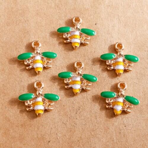 10pcs 16*18mm Animal Bee Pendant Enamel Charms for Jewelry Making DIY Bracelet Necklace Charms Accessories
