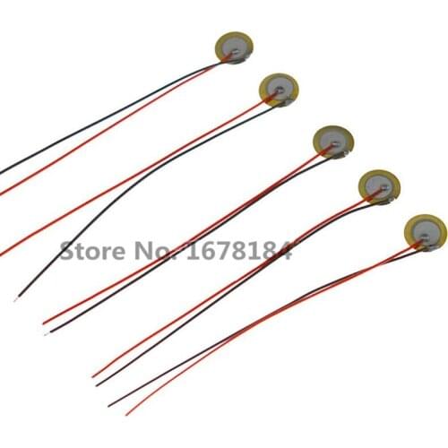 10pcs/lot 15mm Piezo Elements buzzer Sounder Sensor Trigger Drum Disc With Wire Copper Piezo buzzers For Arduino Loudspeaker