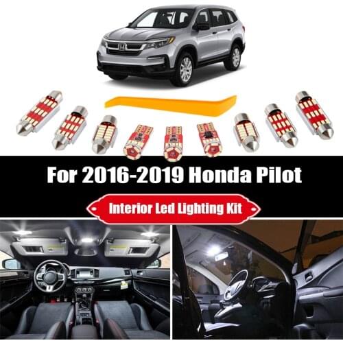 14 Bulbs For 2016 2017 2018 2019 Honda Pilot White Interior LED Car Light Kit Map Dome Cargo Mirror Lamp No Error Accessories