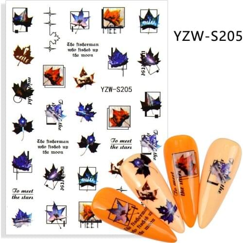 3D Nail Sticker Maple Leaf Heartbeat Slider Nails Art Decoration Wraps Decals Design Adhesive Manicure Tips Stickers Pegatina