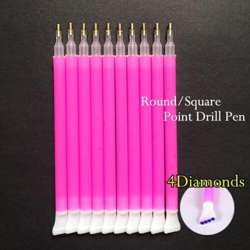 5D Diamond Painting Accessories DIY Tool full square round Point Drill Pen pictures of rhinestone 4 Diamonds 10pcs