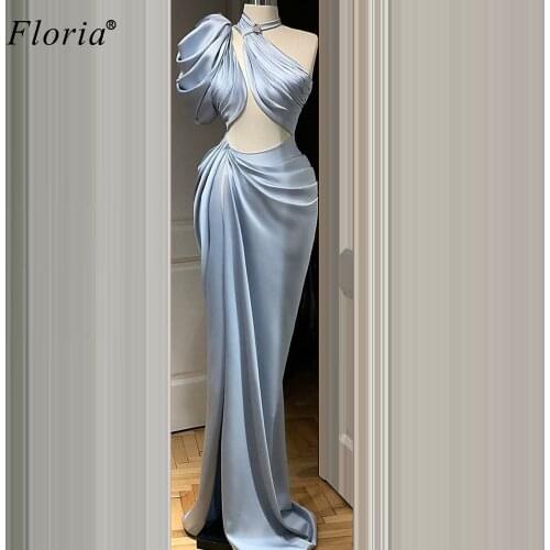 Arabic Elegant Blue Evening Dresses Long Mermaid Sexy Vestidos De Noite Women Wedding Party Dresses Evening Wear Prom Gowns