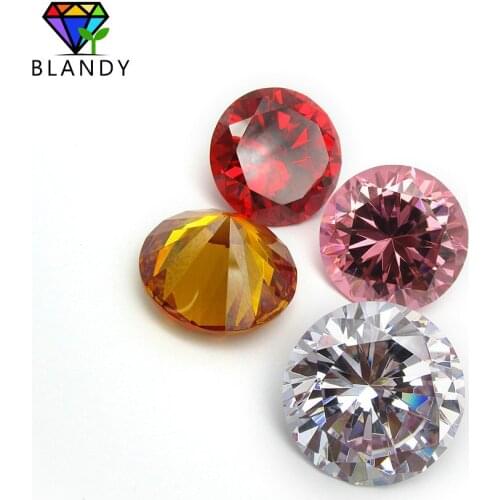 Free Shipping 1pc/lot 5A Quality Round Brilliant Cut Pink CZ Stone 18~40mm White Synthetic Cubic Zirconia Stone For Jewelry