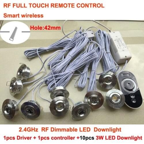 Free Shipping Mini LED Downlights 10x3W AC85-265V include RF Dimmer+Driver+Remote Controller 10pcs 3W LED Spotlight Dimmable