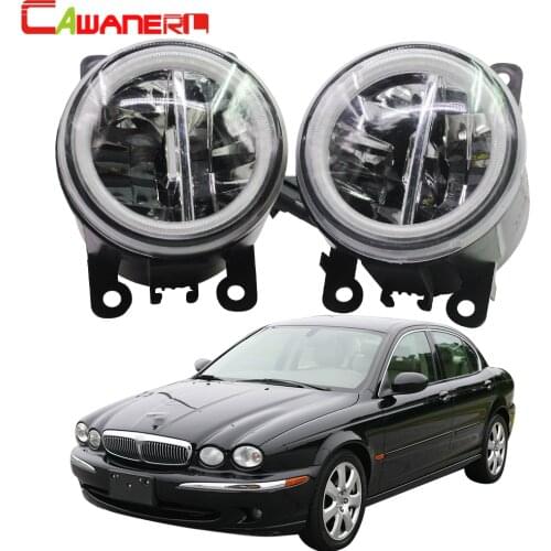 Cawanerl For 2001-2009 Jaguar X-Type (CF1) Saloon Car LED Bulb Fog Light + Angel Eye DRL Daytime Running Light 12V Accessories