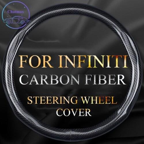 Carbon Fiber Steering Wheel Cover For Infiniti QX50 Q50L ESQ QX60 Q70 QX30 Universal 38cm 15 Inches Anti-slip Touching Comfort
