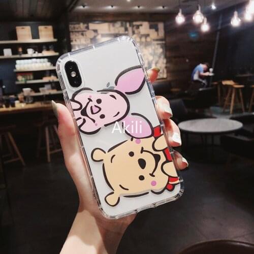 DISNEY Winnie the Pooh Silicone Case for IPhone 11 12Pro Xs Max iPhone SE 2020 6 7 8 Plus Official Liquid Silicon 360 Full Cover