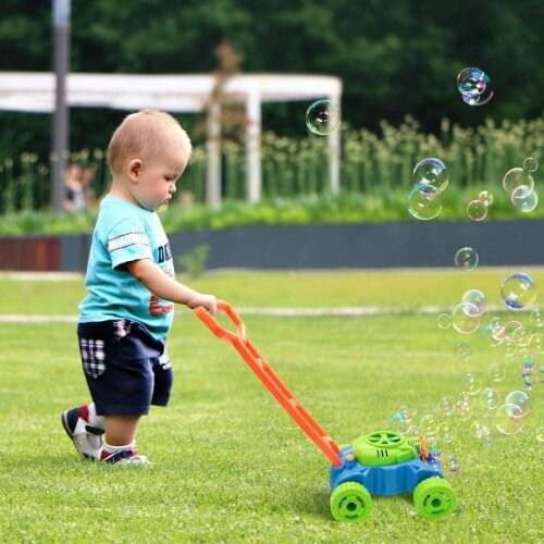 Childrens Hand Push Bubble Car Bubble Lawn Mower Outdoor Toy Walker Push Toys for Kids Summer Gift Toy for Children