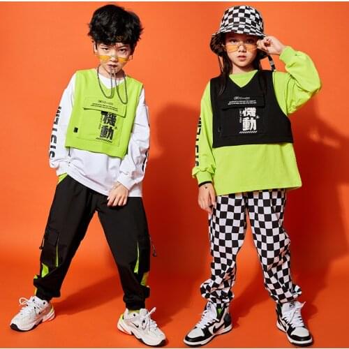 HipHop Jazz Dance Costumes Boys Loose Vest Tops Pants Street Dancing Suit Casual Modern Clothing Girls Hip Hop Stage Wear BL4884