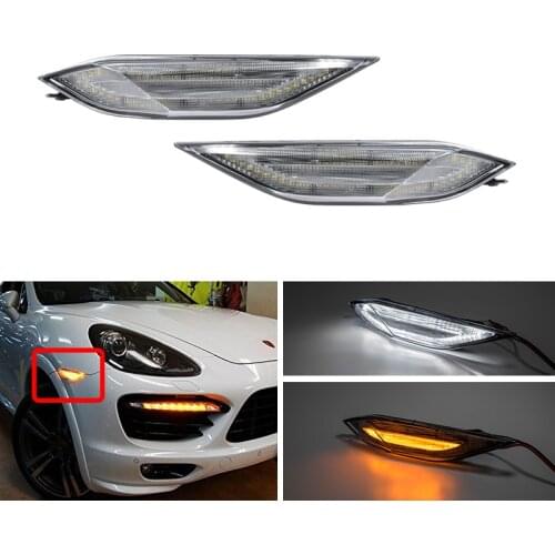 E4 Clear/Smoke Fits For Porsche Cayenne 2011 2012 2013 2014 Switchback Led Running Position Light W Amber Turn Signal