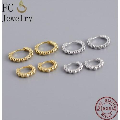 FC Jewelry 925 Silver Gold Circle Bead Flower Septum Hoop Earring For Pendientes Young Girls Women Accesorios Boucle 2020 NEW