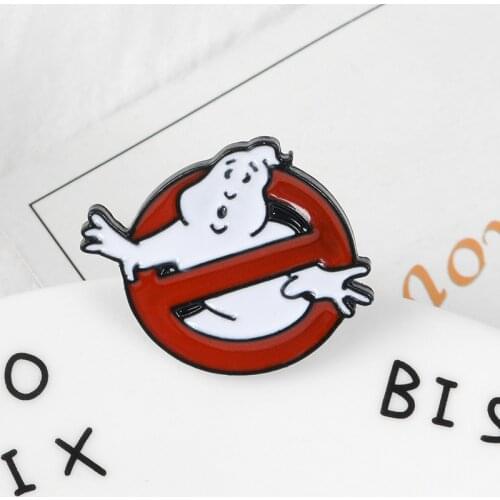 Ghostbusters Movie Signs Brooches Red Round Entrance Forbidden Funny Badges and Symbols Hats Bags Enamel Pin Fantasy Movies Fan