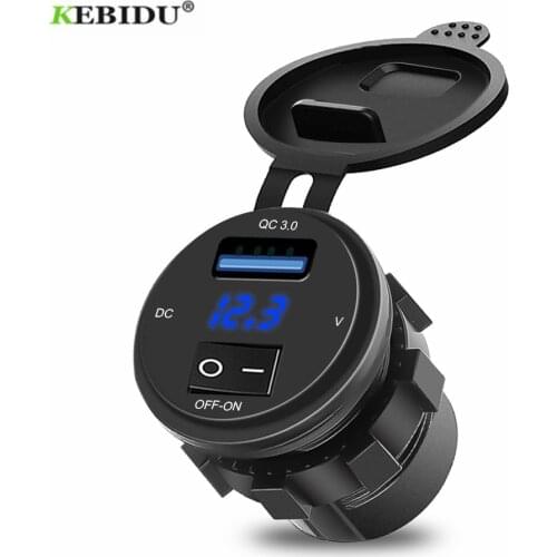KEBIDU Dual USB Charger Socket Adapter LED Display With Dust Cover Power Socket Car Motorcycle Cigarette Lighter Socket