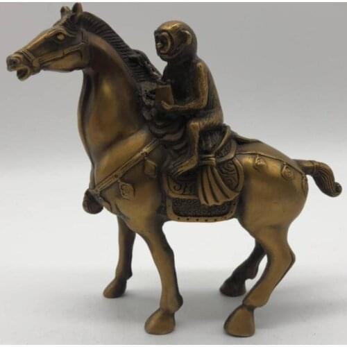 China brass monkey riding horse crafts statue