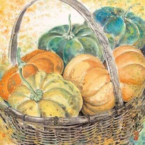 Classical Chinese pumpkin basket scenery oil painting canvas printings printed on canvas home wall art decoration picture