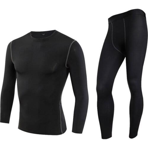 Mens Thermal Sport Underwear Set Motorcycle 4 Seasons Skiing Warm Base Layers Sportwear Tight Long shirt & Tops Set clothing