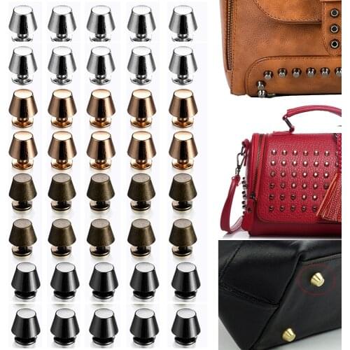 10 mm 12 mm Metal Solid Flat Head Screw Nail Rivet Strap Bucket Dome Bolt Punk Button DIY Leather Craft Bookkeeping Clothes Bag