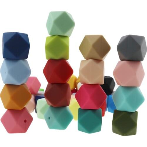 33 colors for 11mm Hexagon Mini Smaller Beads Teething Necklace Silicone Teething Beads For Baby Teether BPA Safe Beads