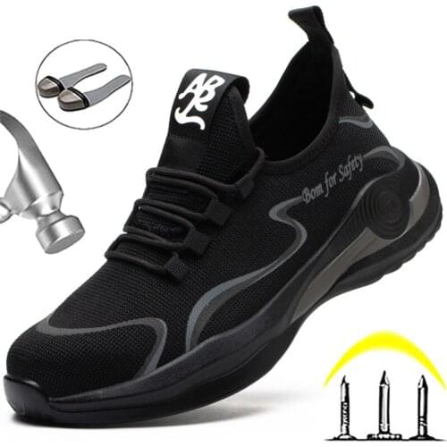 Fashion Safety Shoes Men Steel Toe Shoes Anti-puncture Work Sneakers Indestructible Work Sefety Boots Male Shoes Work Boots 2021
