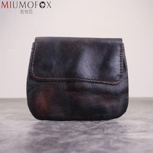 Genuine Leather Card Holder Wallet Men Vintage Short Small Slim Credit Card ID Holders Case Simple Coin Purse Mens Change Purse