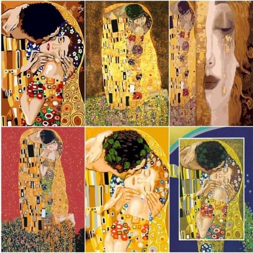 CHENISTORY 60x75cm Frame Painting By Numbers abstract lovers kiss DIY HandPainted Kits Drawing Canvas Pictures Figure Home Decor