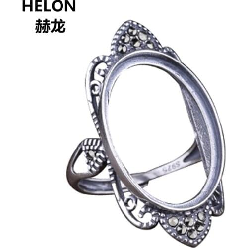 925 Sterling Silver Women Engagement Wedding Ring Art Deco Vintage 18x25mm Oval Cabochon Semi Mount Ring Setting Wholesale