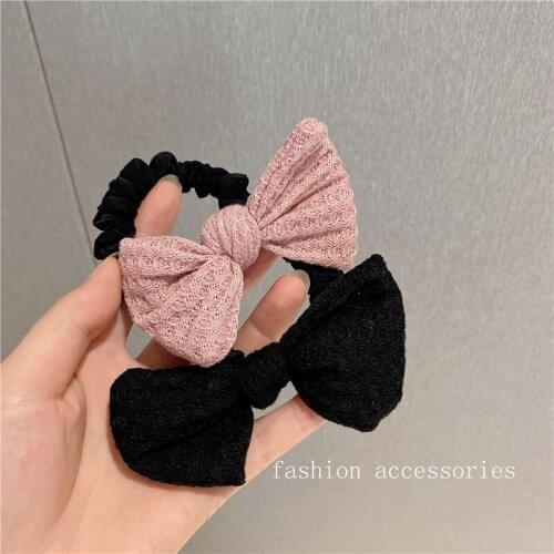 Autumn and winter simple knitted bow hair tie, small and fresh temperament, flower hair tie head rope female